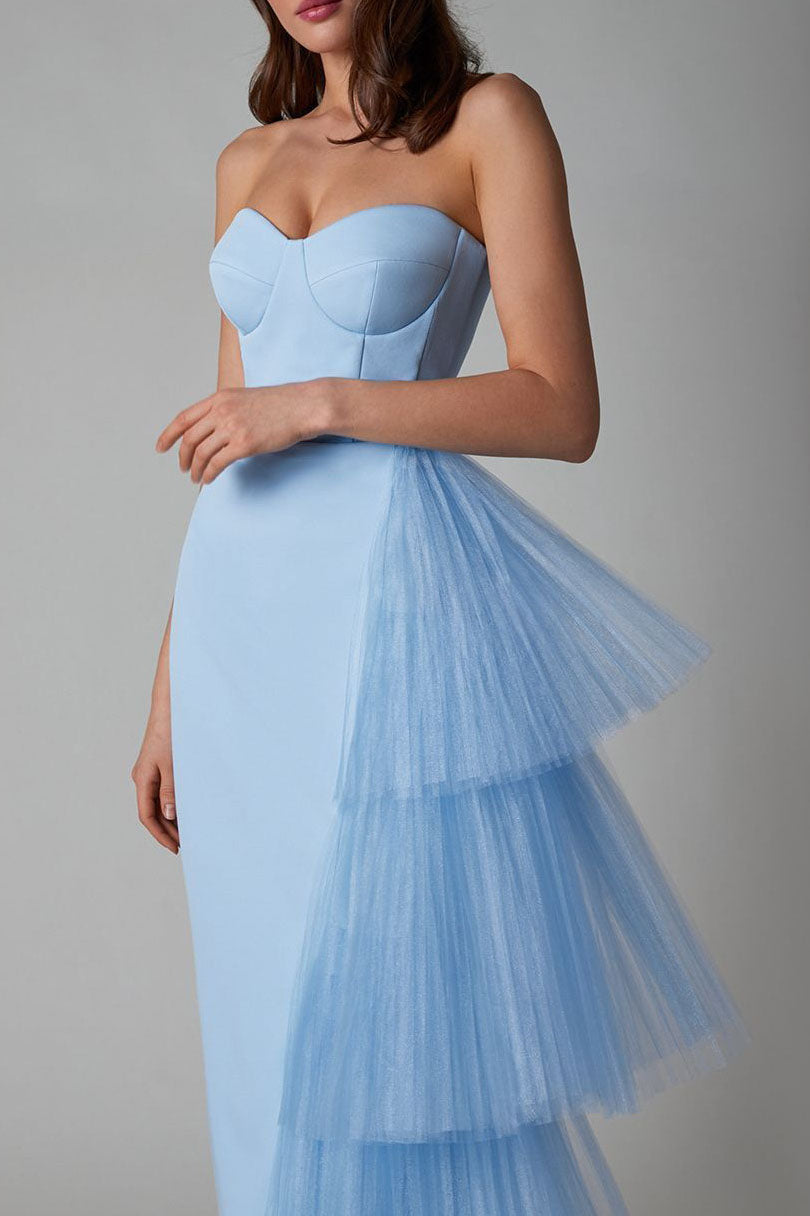 Niche French Bodycon Strapless Evening Maxi Dress-ROVOLE