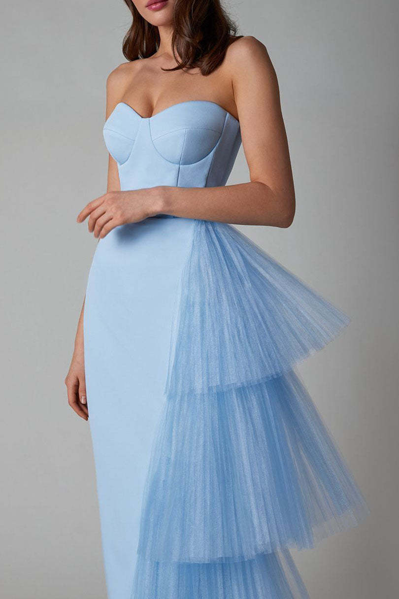 Niche French Bodycon Strapless Evening Maxi Dress-ROVOLE