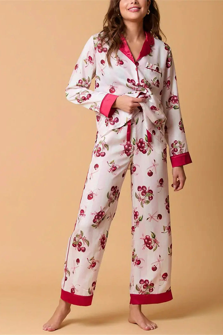 Christmas Festive Stripe Print Pajama Set-ROVOLE
