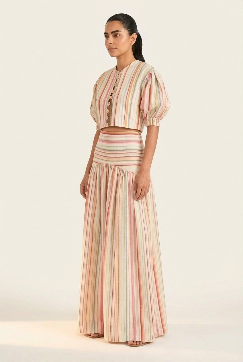 Coastal Heiress Striped Linen Co-Ord Set