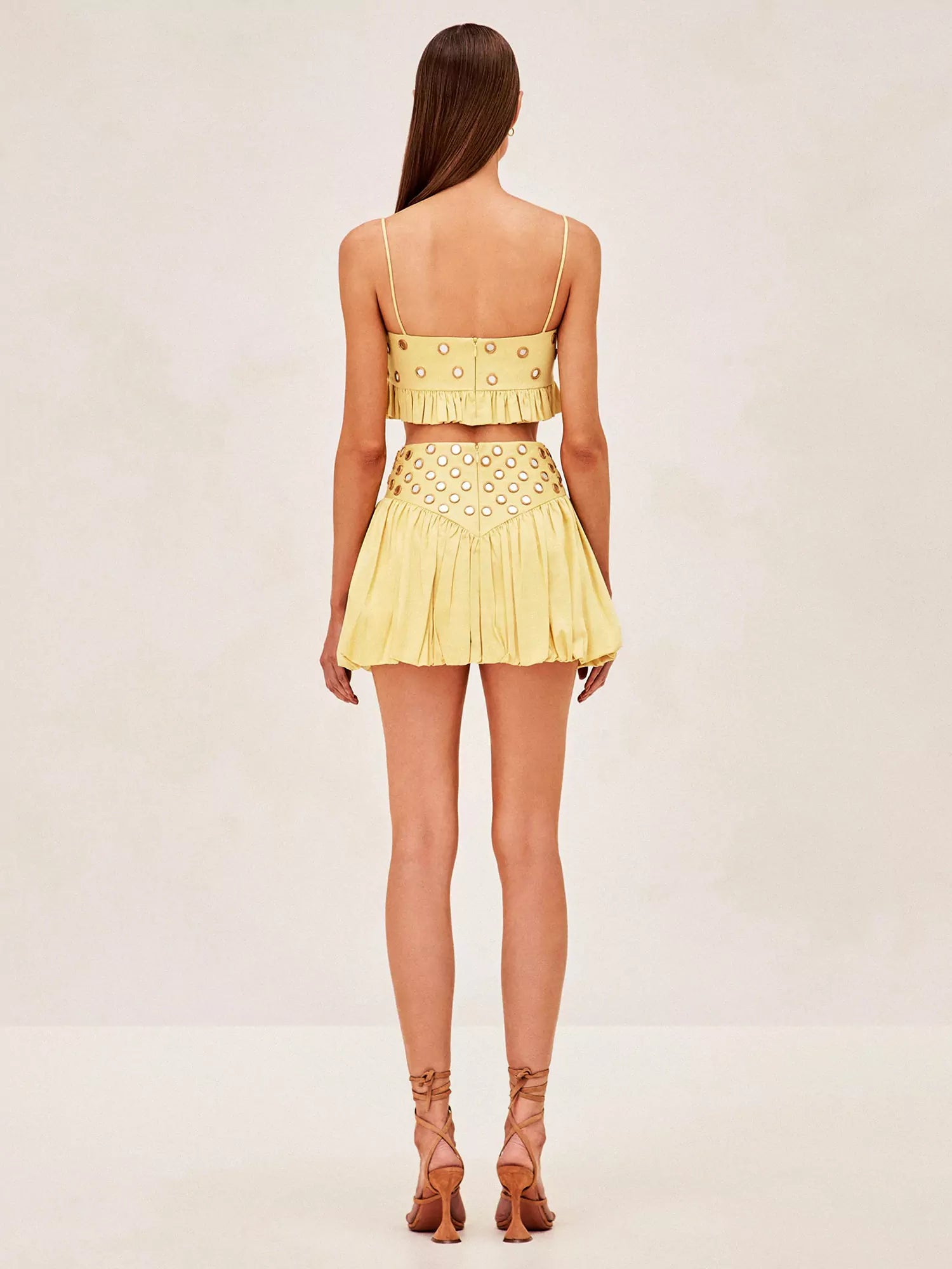 Luminous Allure Mirror Skirt Set-ROVOLE