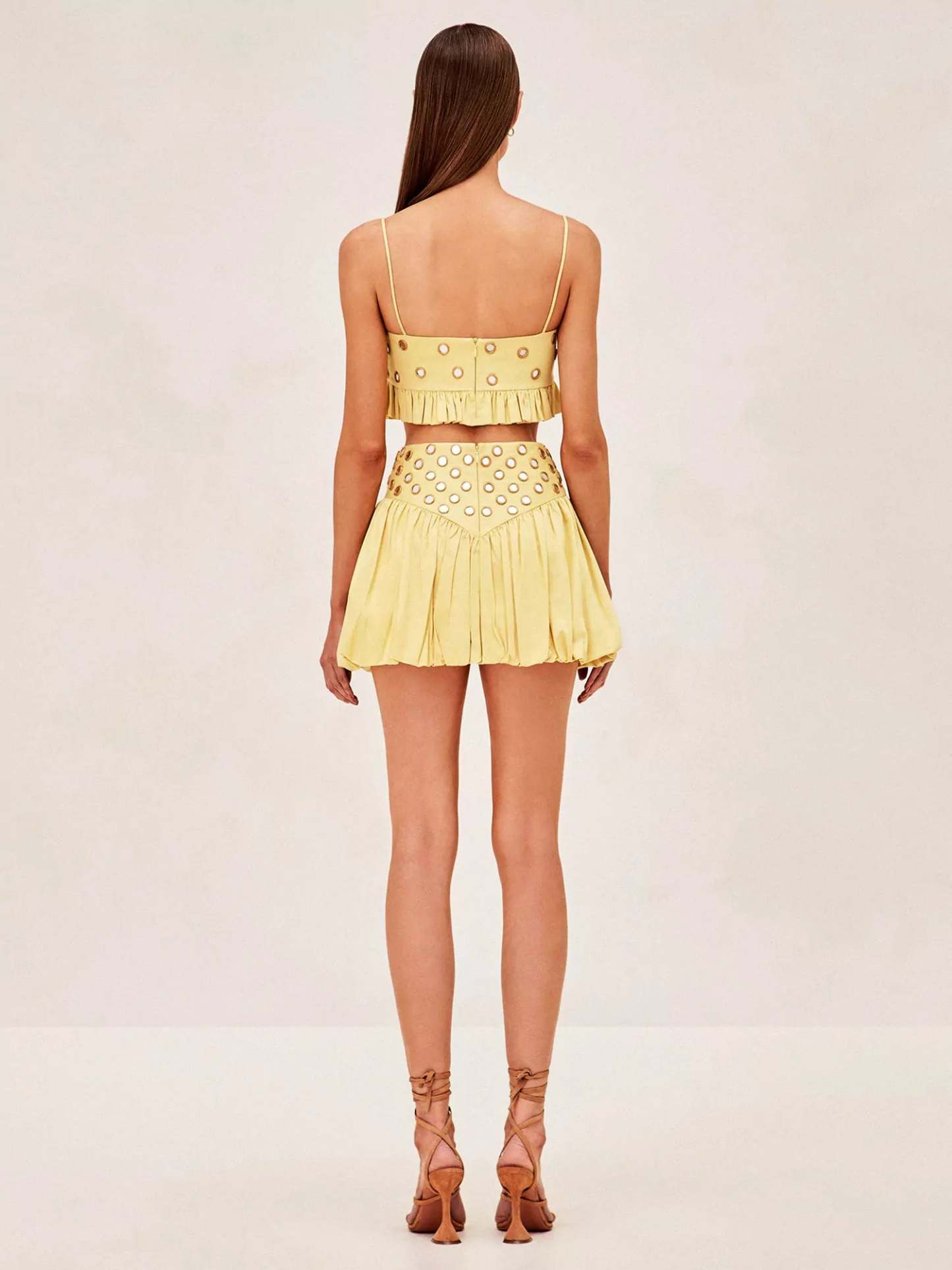 Luminous Allure Mirror Skirt Set-ROVOLE