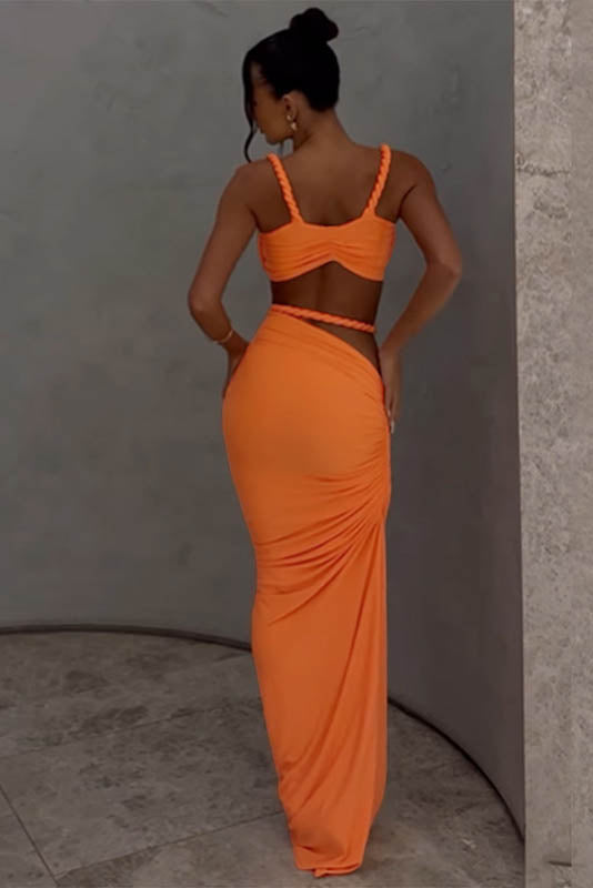 Apricot Breeze Skirt Set-ROVOLE