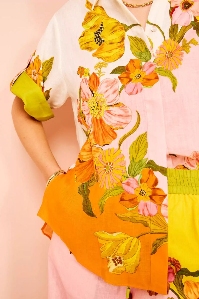 Unique Print Elastic Waist Pocketed Wide Leg Pants-Set-ROVOLE