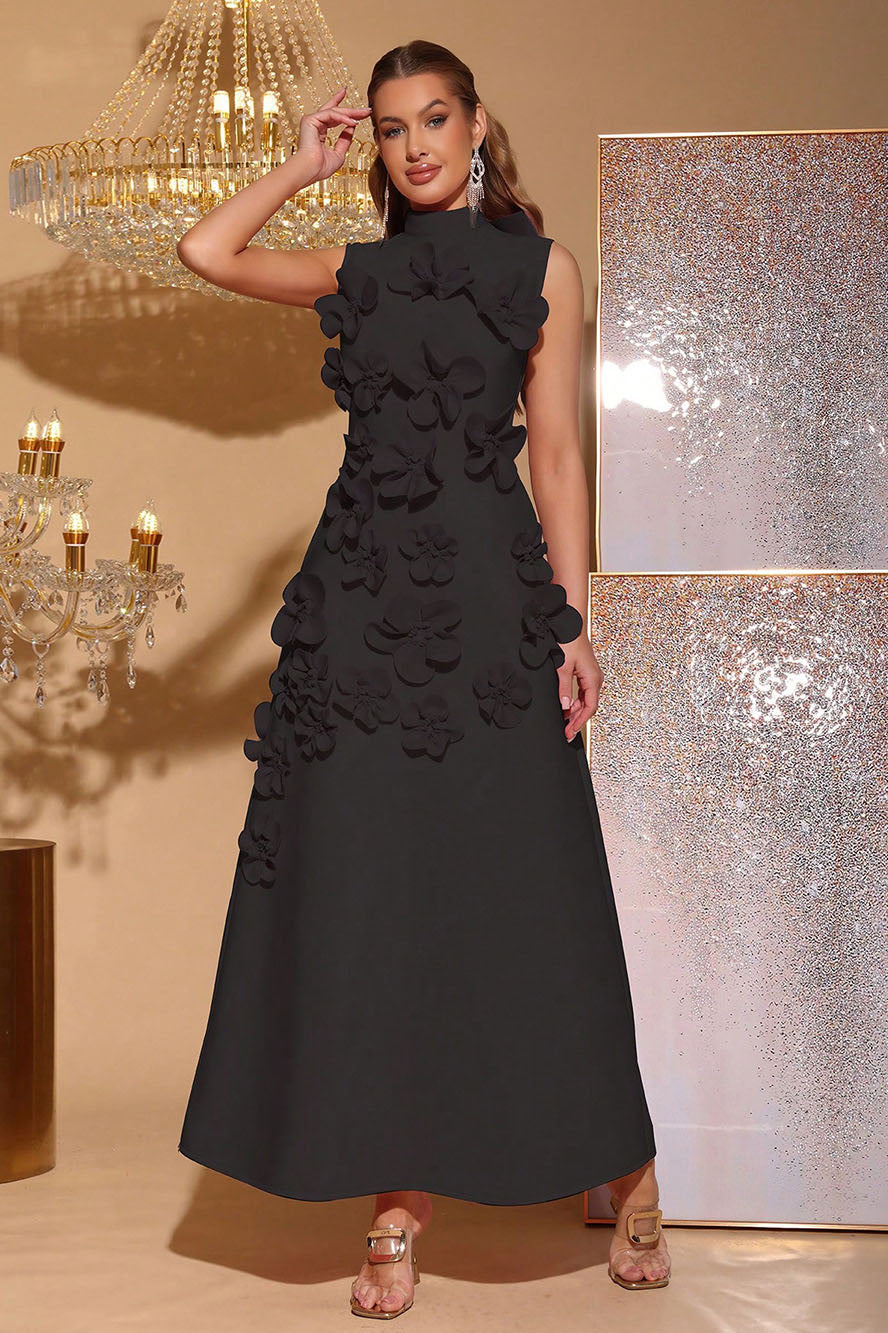 Ethel Flower Embellished Sleeveless Maxi Dress-ROVOLE