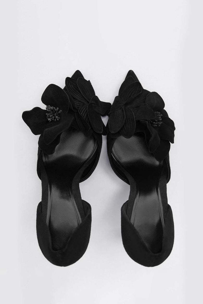 Flower Embellished Pointed High Heels-ROVOLE