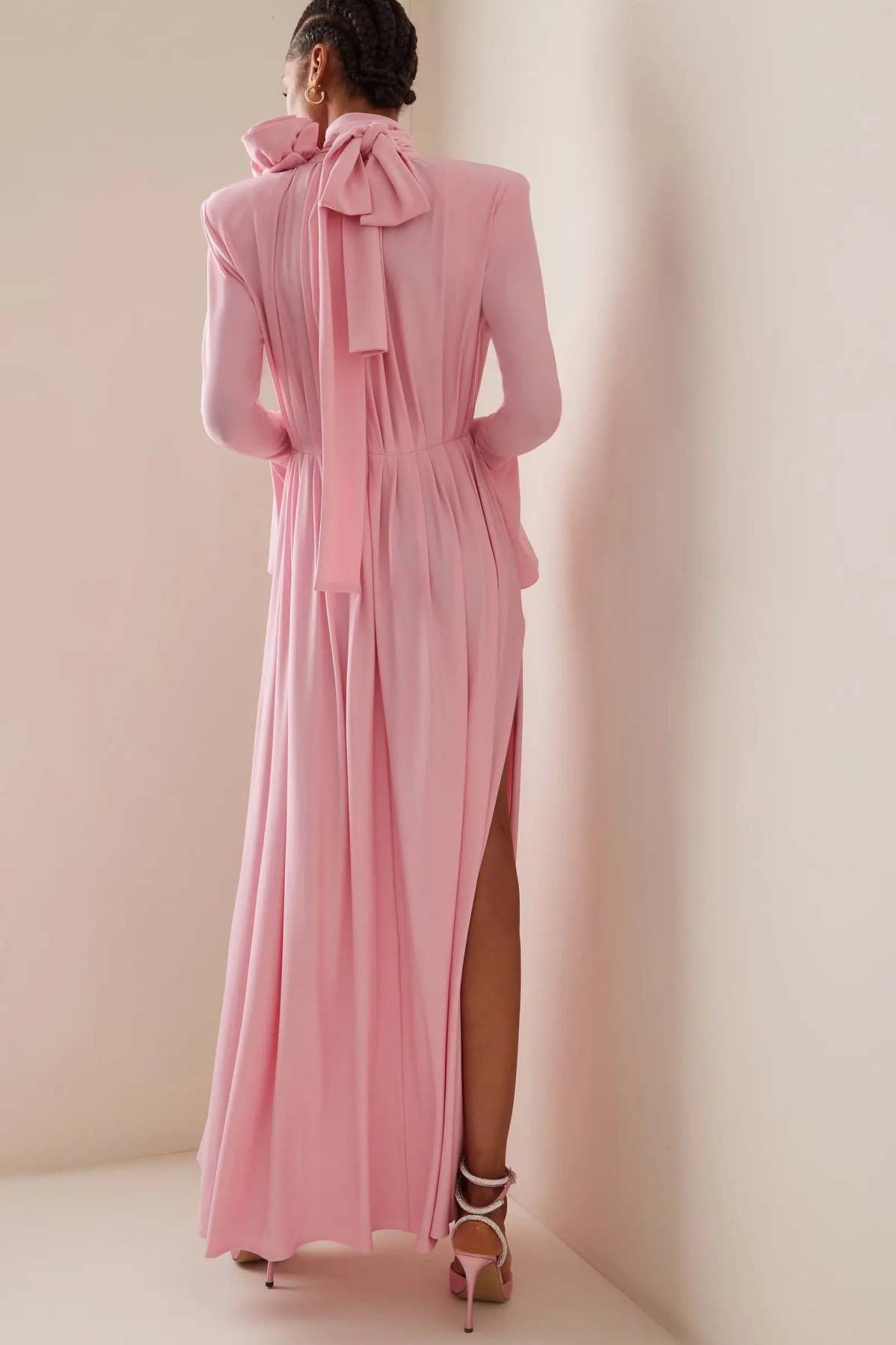 Luxury Vintage Cut-Out Deep V Halter 3D Floral Maxi Dress-ROVOLE