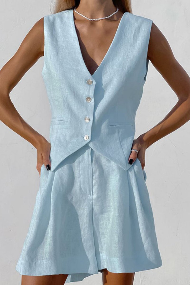 Paros Cover Up Two Piece Shorts Set-ROVOLE