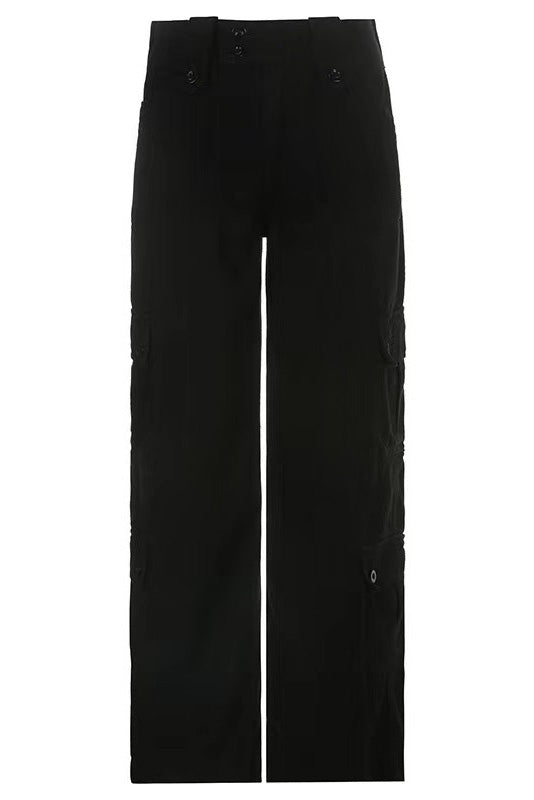 Retro Street Style Pocket Denim Pants-ROVOLE