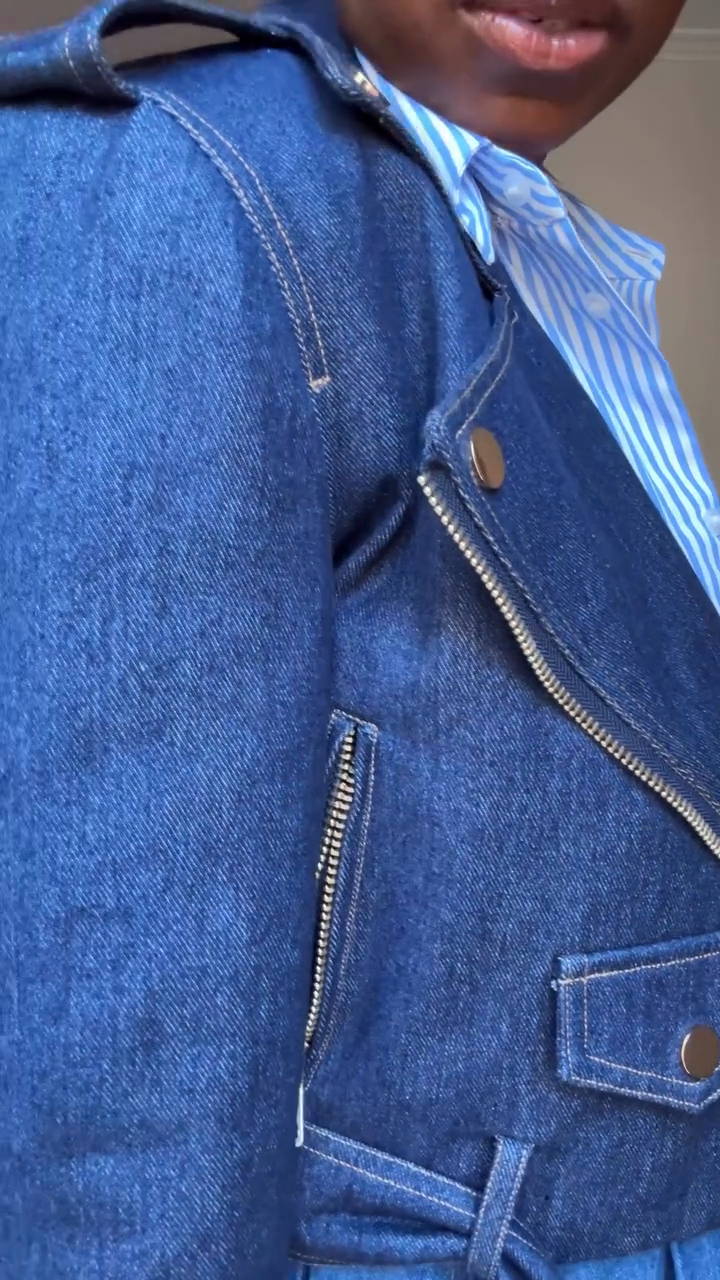 Blue Denim Moto Jacket-ROVOLE