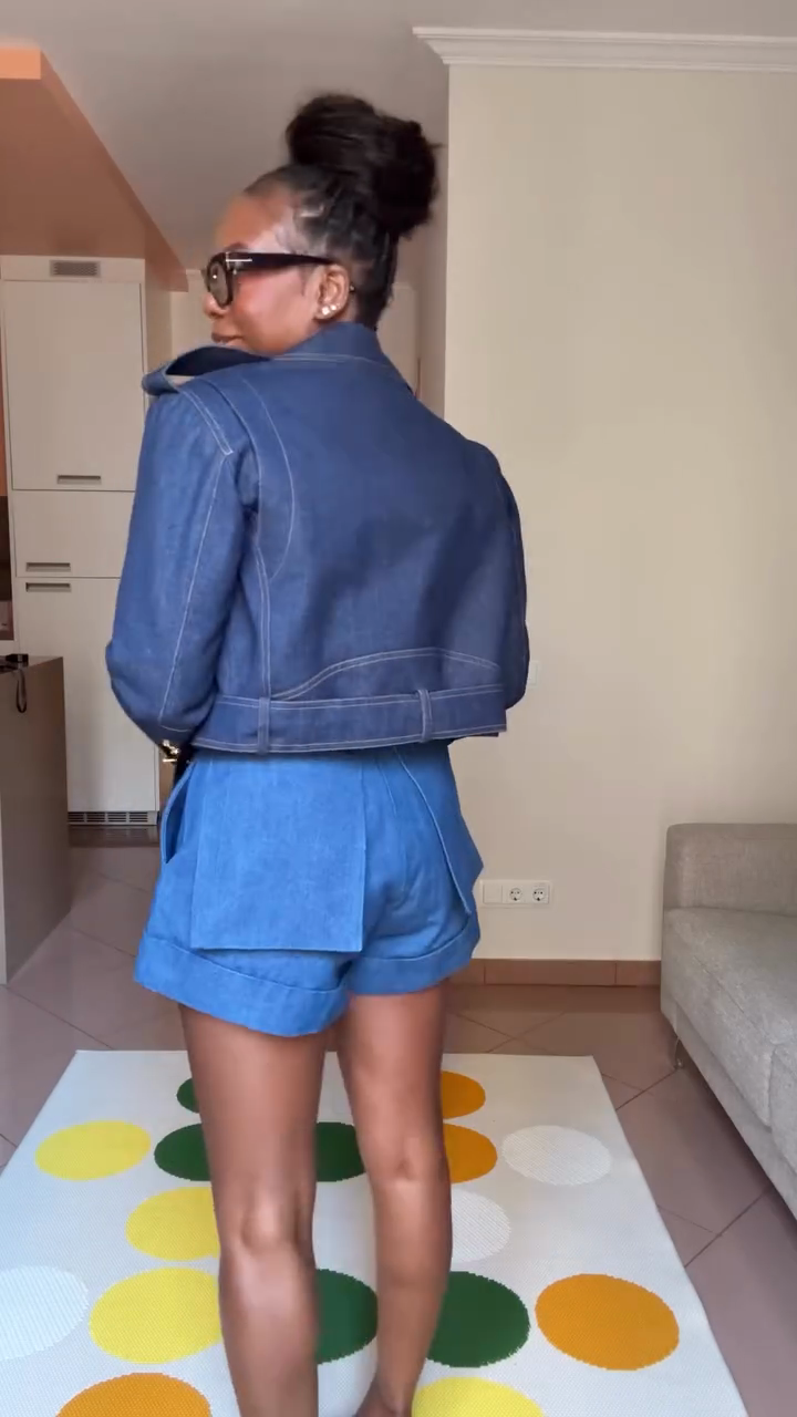 Blue Denim Moto Jacket-ROVOLE