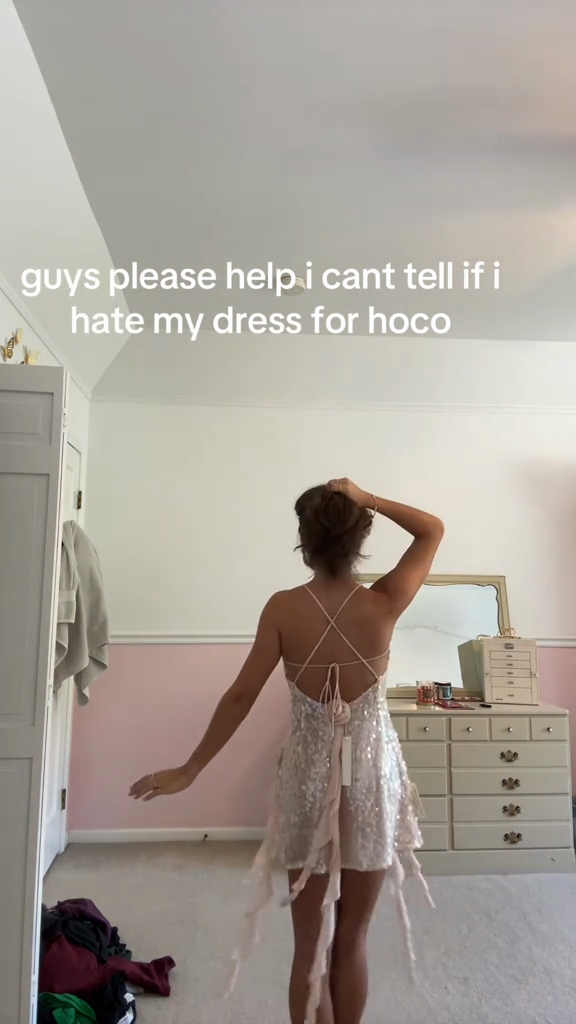 Silver Sequin Homecoming Mini Dress