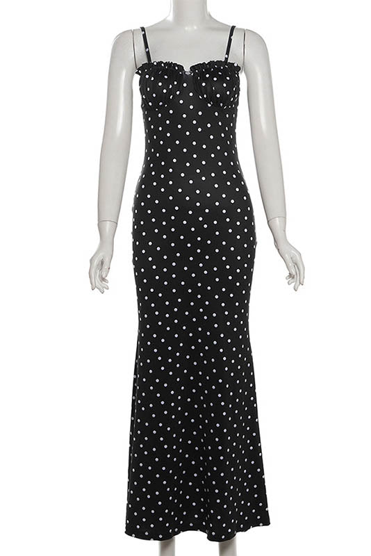 Moonlit Polka Dot Maxi Dress-ROVOLE