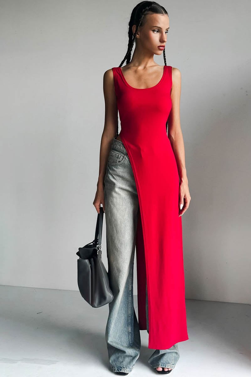 Urban Muse Slit Bodycon Dress-ROVOLE