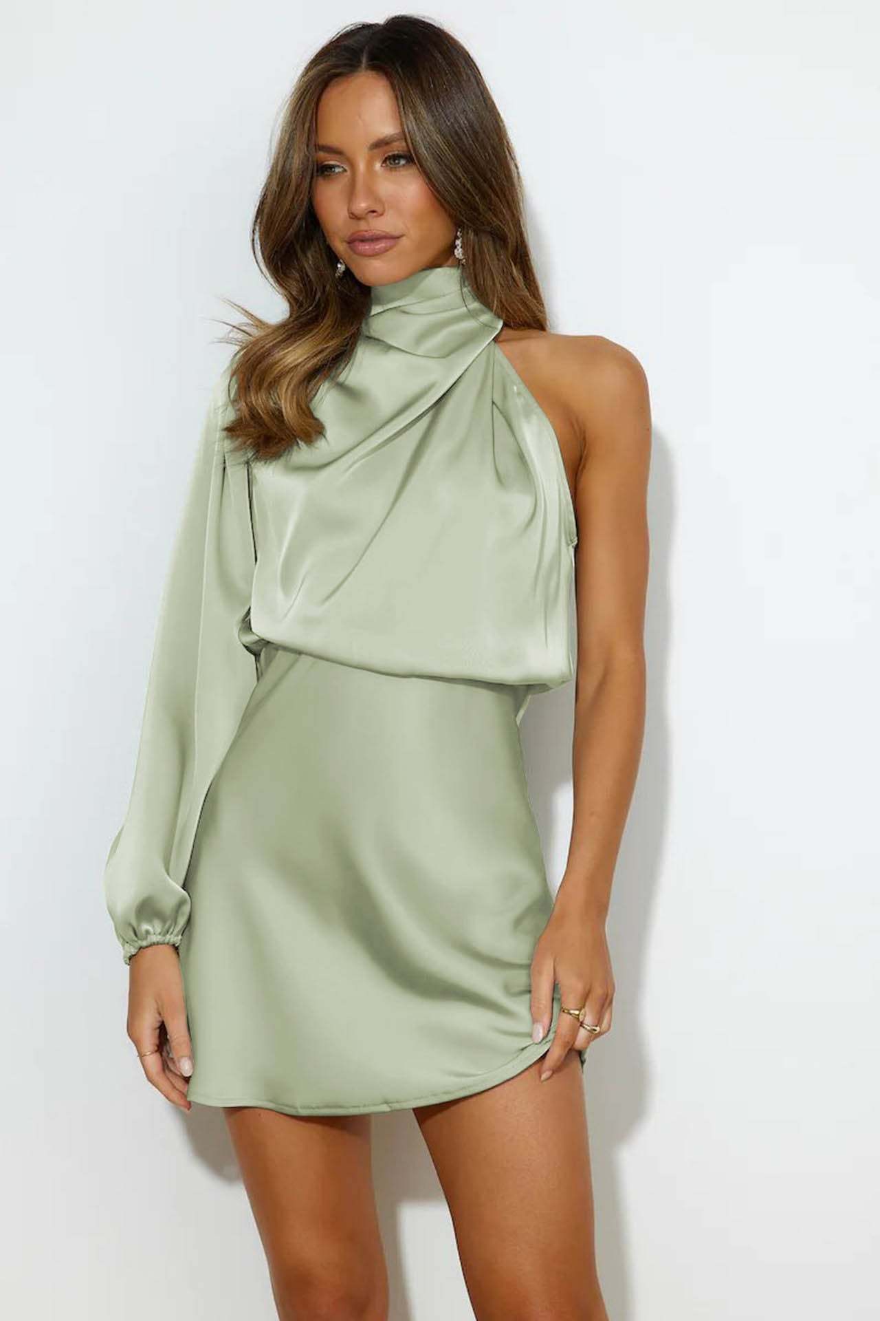 Lexi One Shoulder Mini Dress-ROVOLE