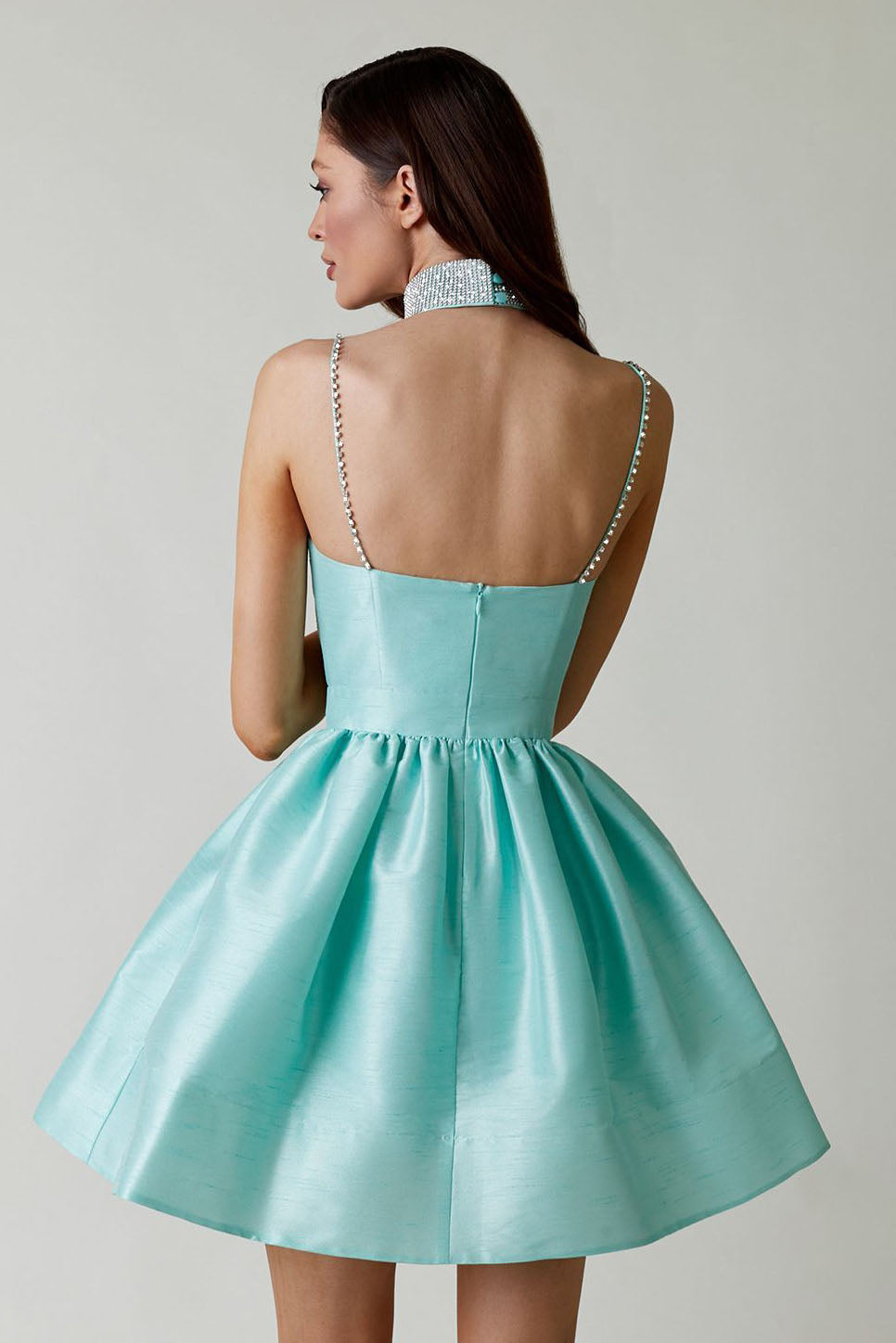 Sweet High-Waist Ruched Fluffy Mini Dress-ROVOLE