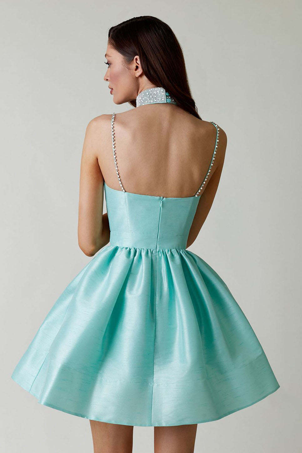 Sweet High-Waist Ruched Fluffy Mini Dress-ROVOLE