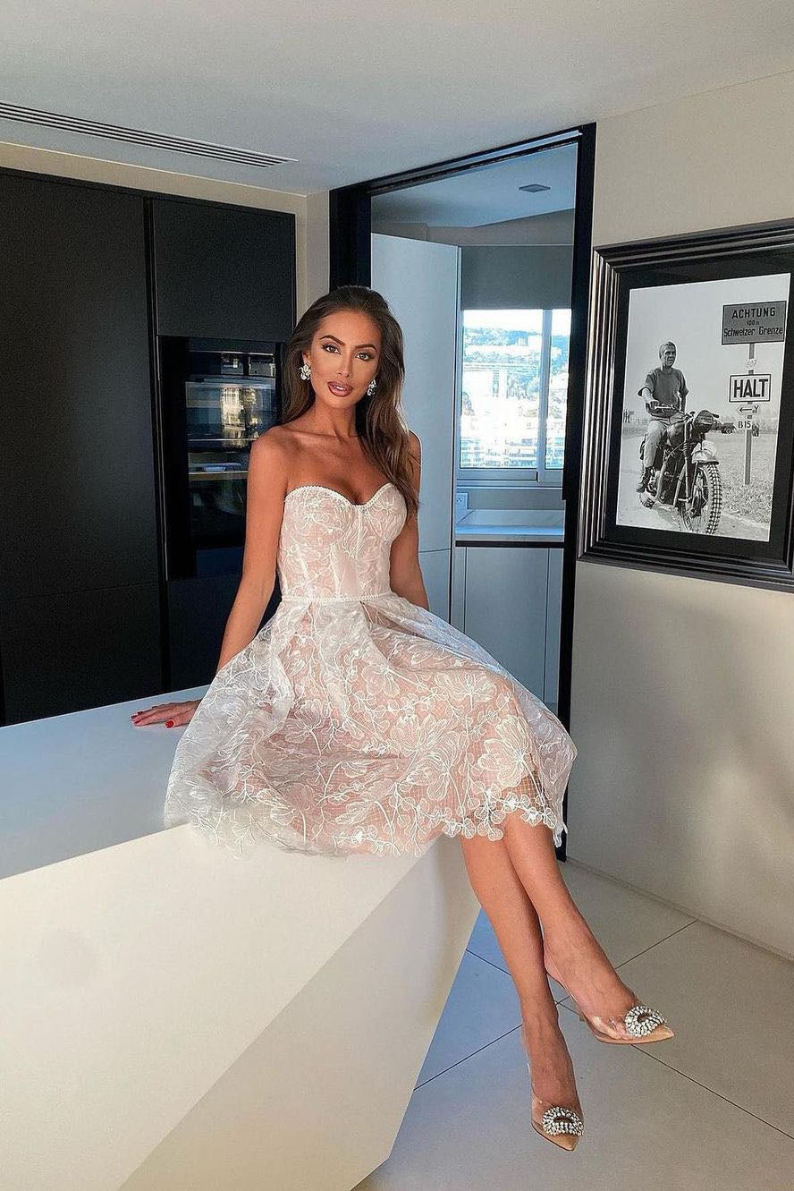 Romantic Summer Strapless Midi Dress-ROVOLE