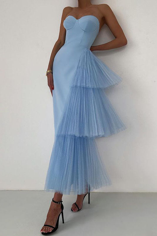 Niche French Bodycon Strapless Evening Maxi Dress-ROVOLE