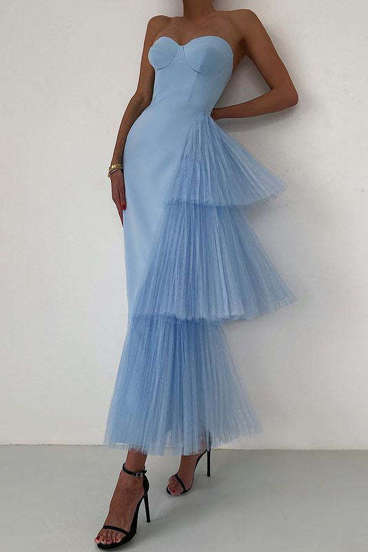 Niche French Bodycon Strapless Evening Maxi Dress-ROVOLE