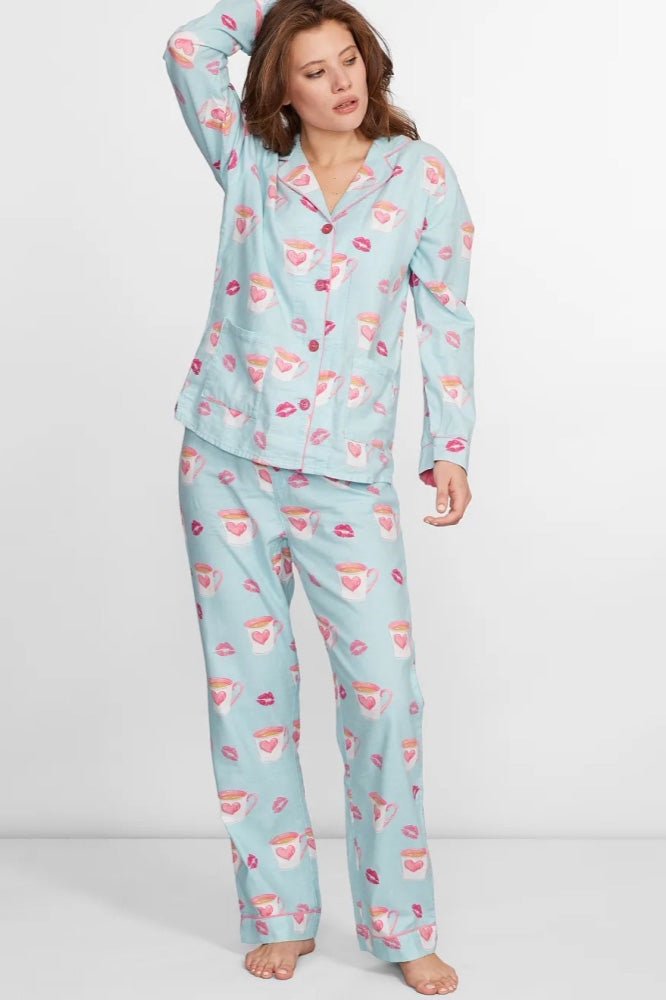 Heart and Lip Print Pajama Set-ROVOLE