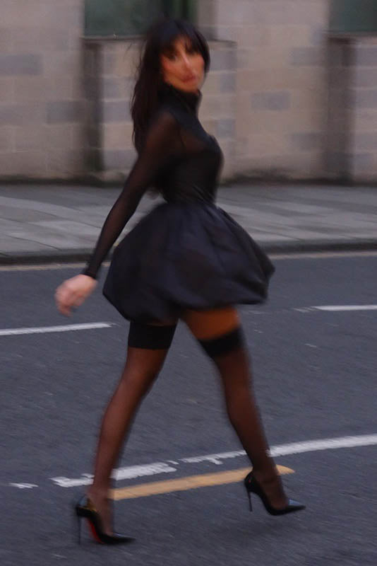 Winter Elegant Mesh Sheer Slim Fit Puff Mini Dress-ROVOLE