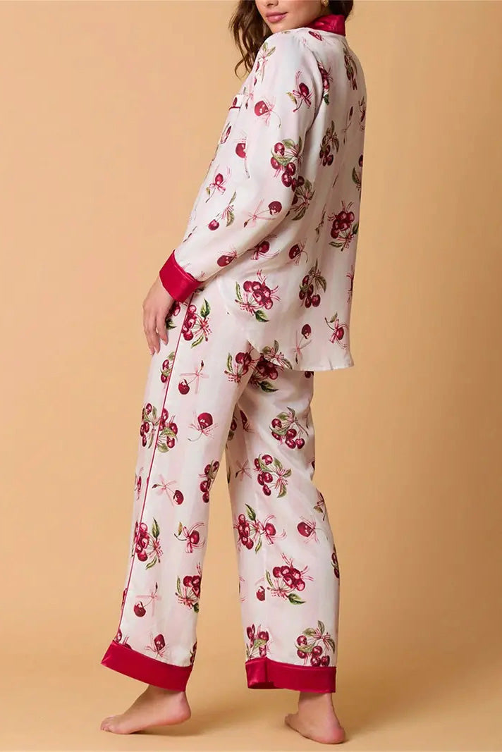 Christmas Festive Stripe Print Pajama Set-ROVOLE