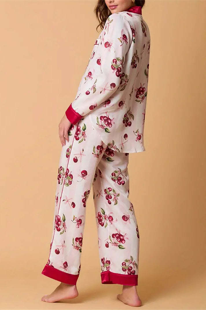 Christmas Festive Stripe Print Pajama Set-ROVOLE