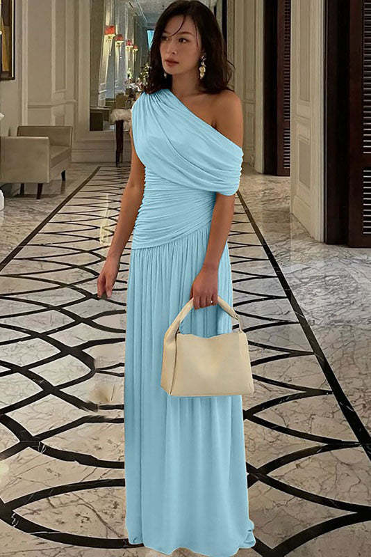 Asymmetric Cutout Evening Maxi Dress-ROVOLE