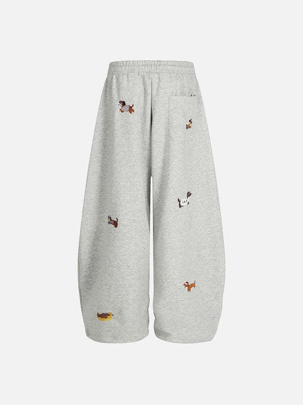 Embroidery Puppy Baaggy Barrel Sweatpants