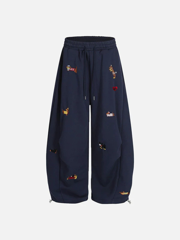 Embroidery Puppy Baaggy Barrel Sweatpants