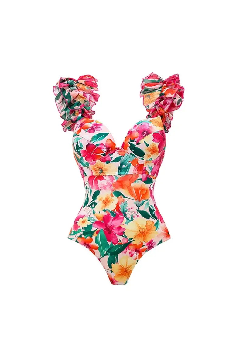 Floral Backless Swimsuit Beach Vacation Set-ROVOLE