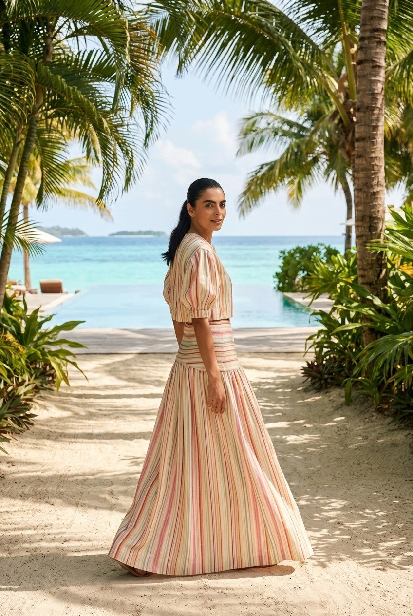 Coastal Heiress Striped Linen Co-Ord Set