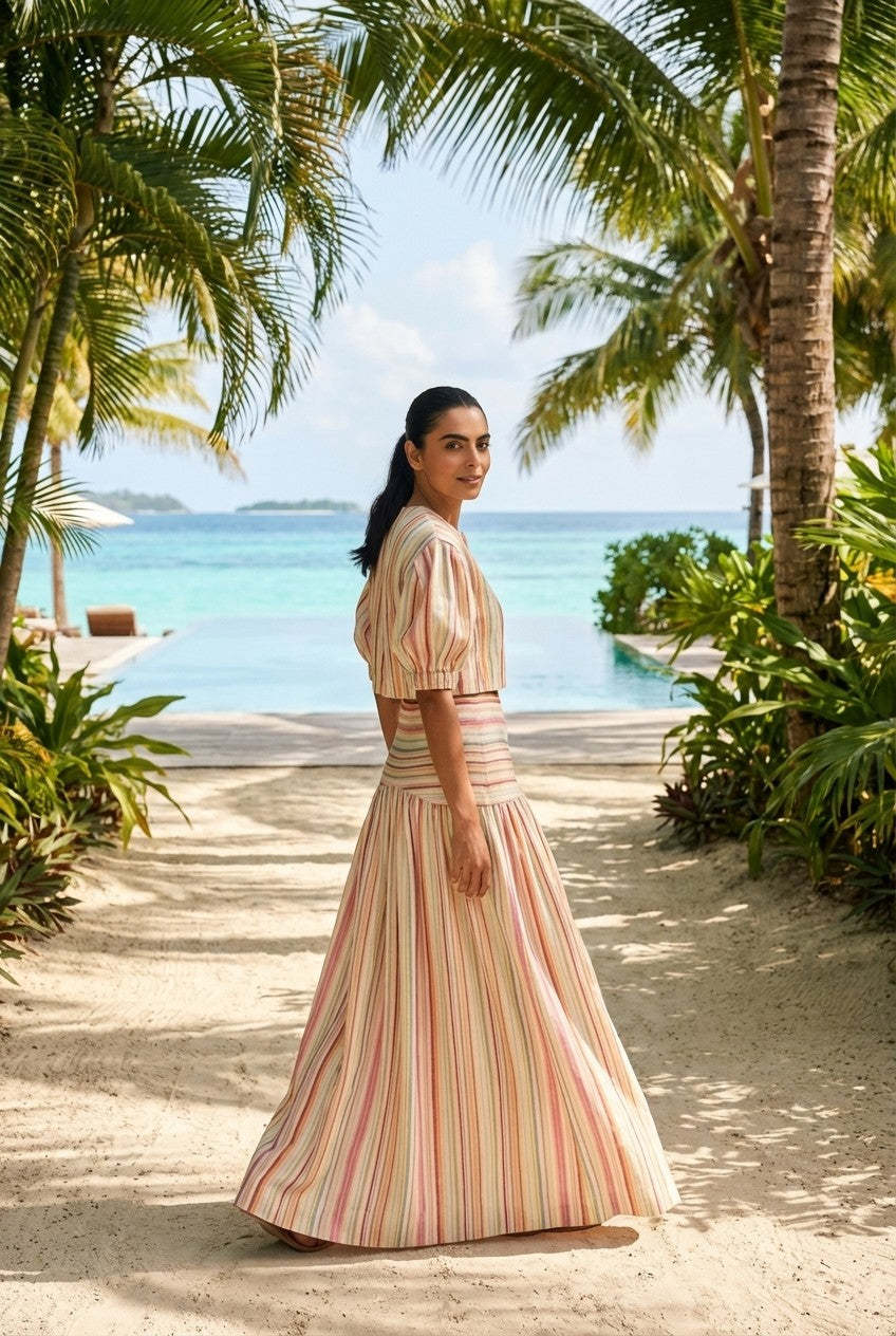 Coastal Heiress Striped Linen Co-Ord Set