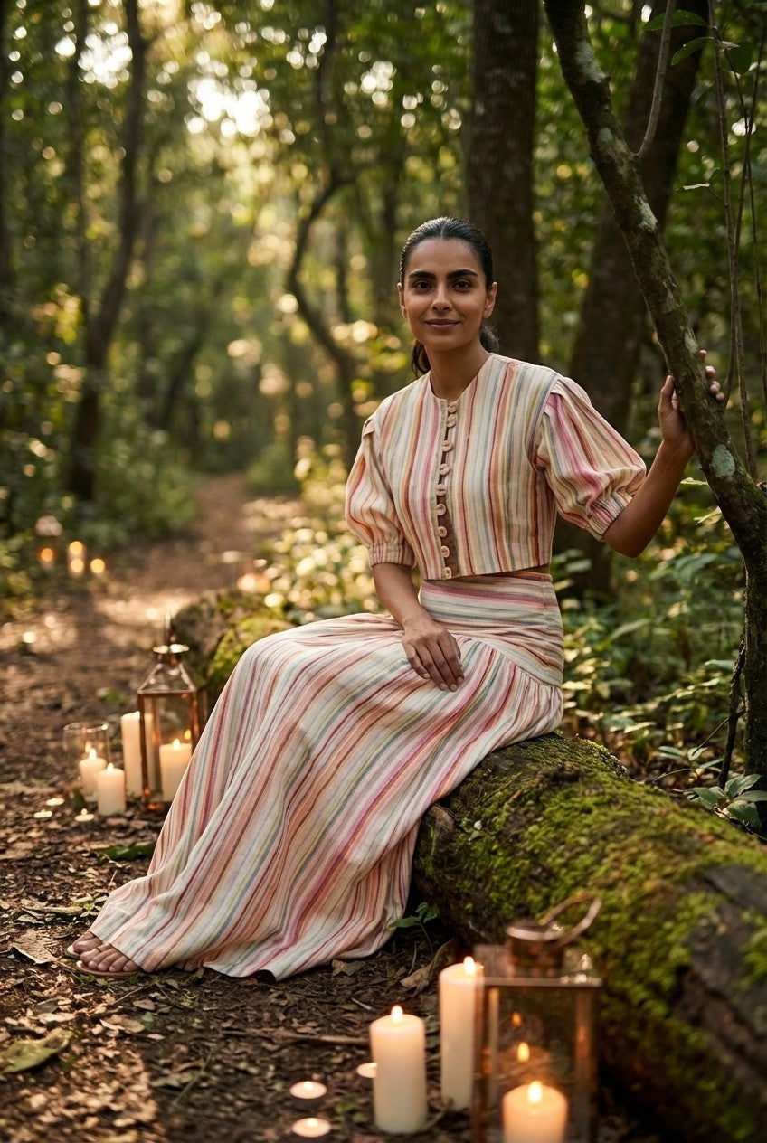 Coastal Heiress Striped Linen Co-Ord Set