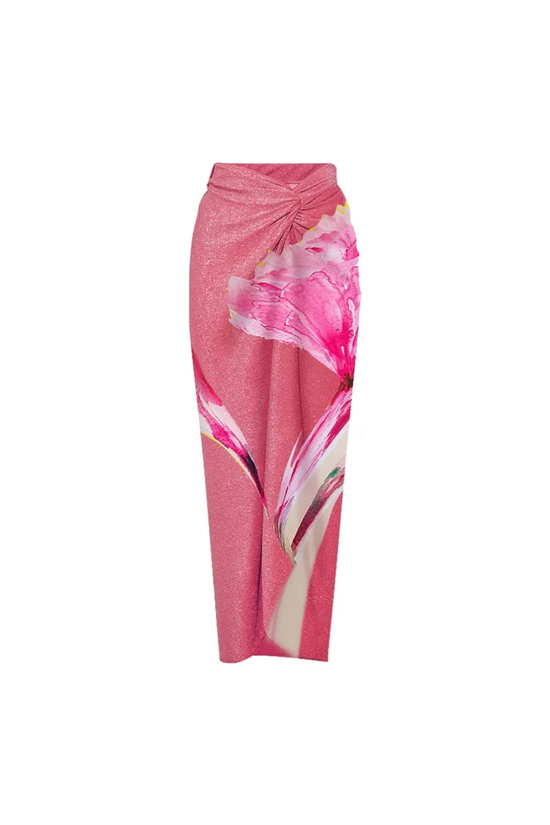 3D Floral Pink Print Swimsuit Set-ROVOLE