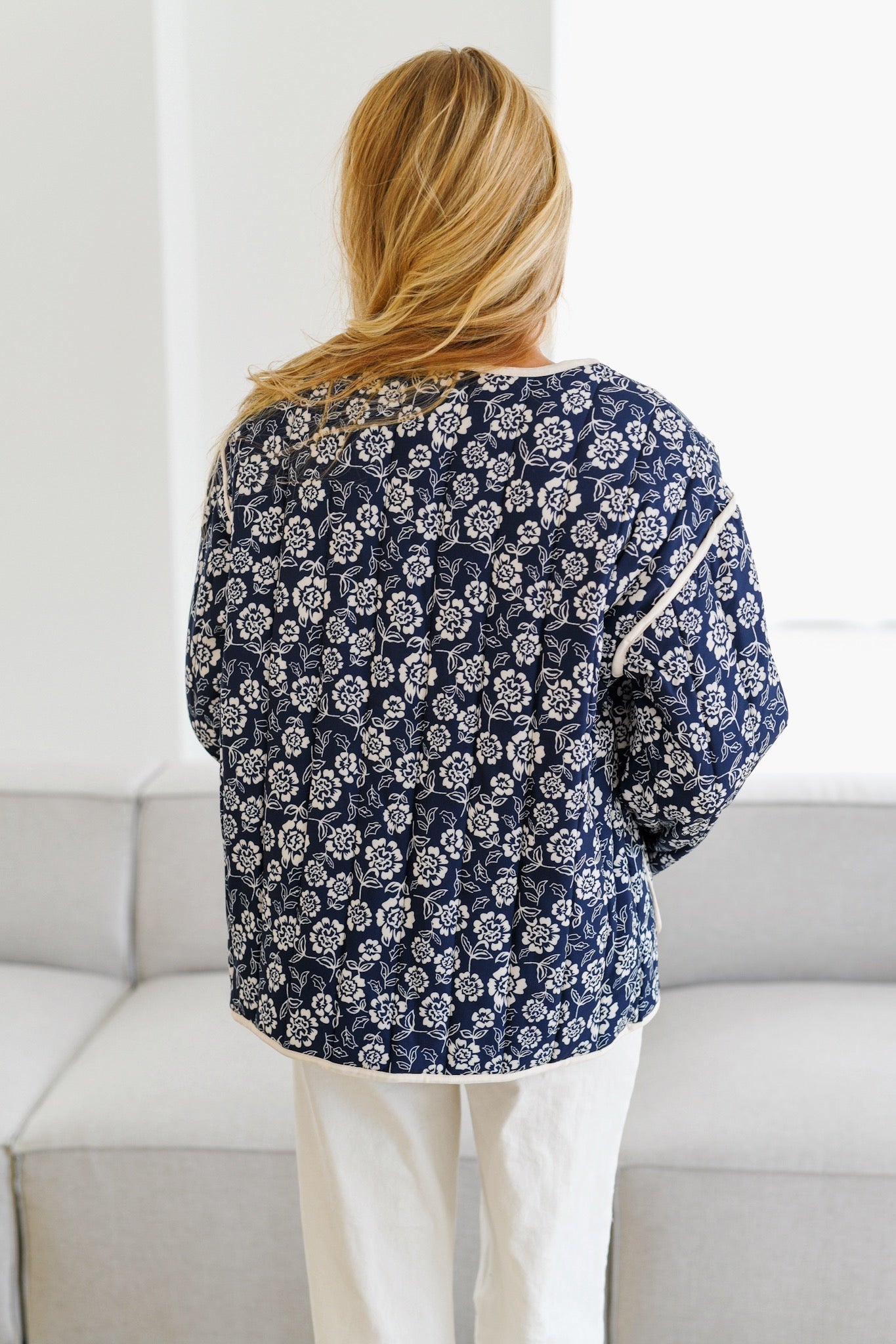 Jayla Printed Quilted Jacket-Navy/Cream-ROVOLE