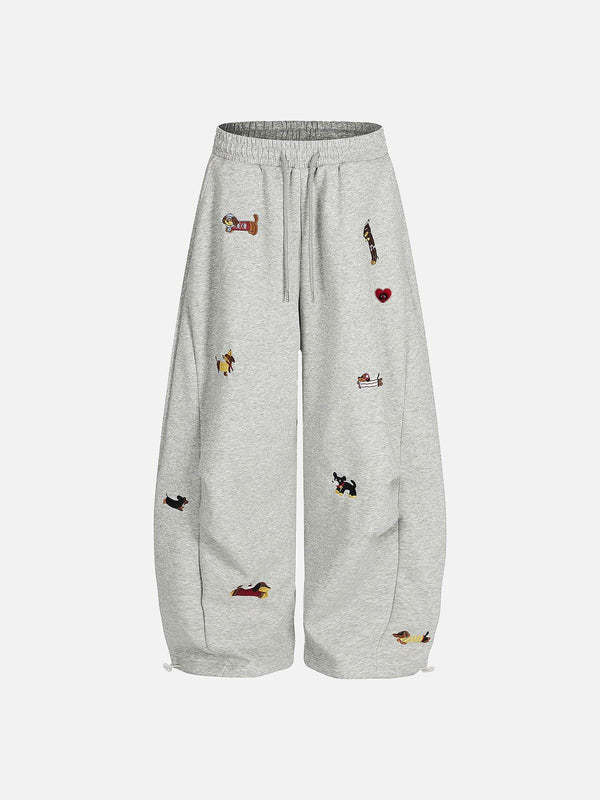 Embroidery Puppy Baaggy Barrel Sweatpants