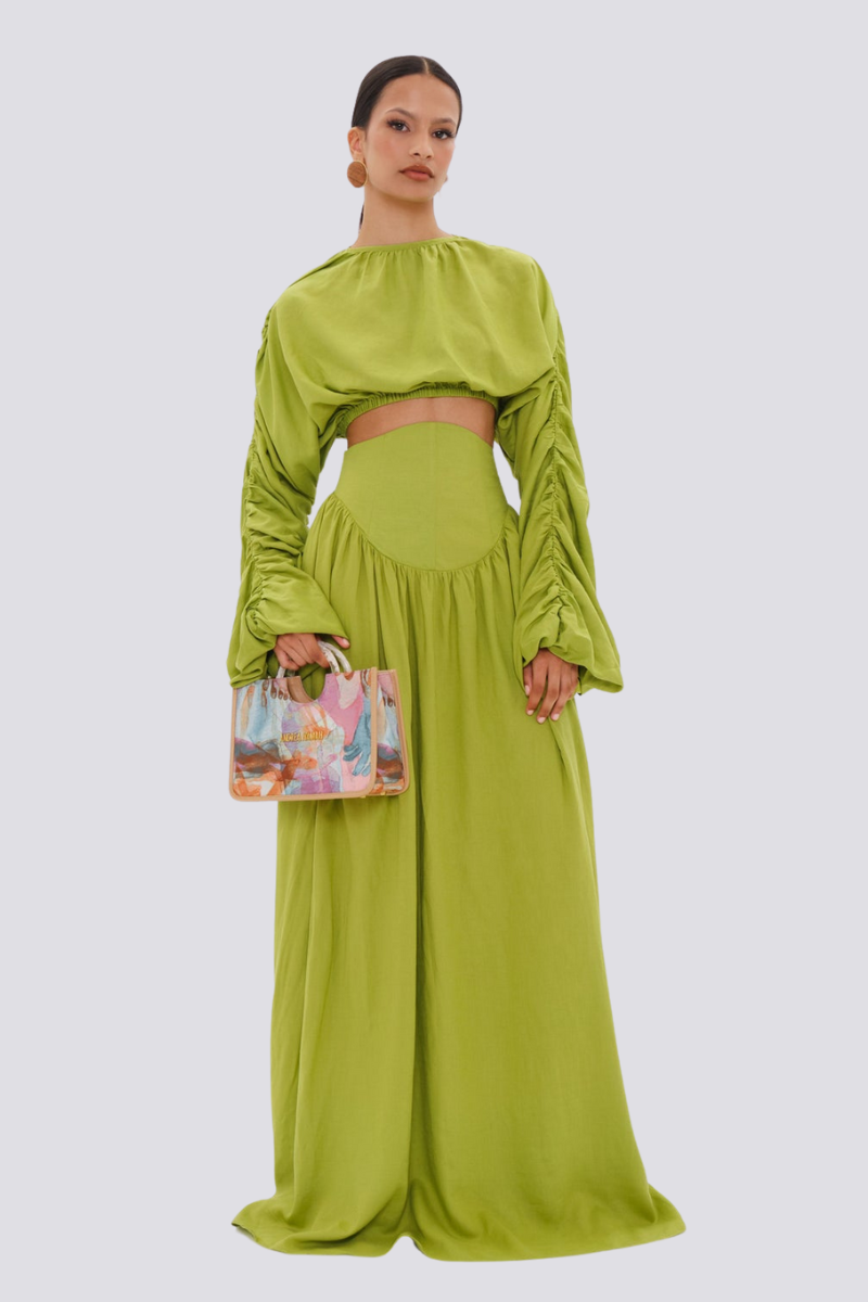 Adalicia Long Sleeve Ruched  Skirt Set-CALLISTARI