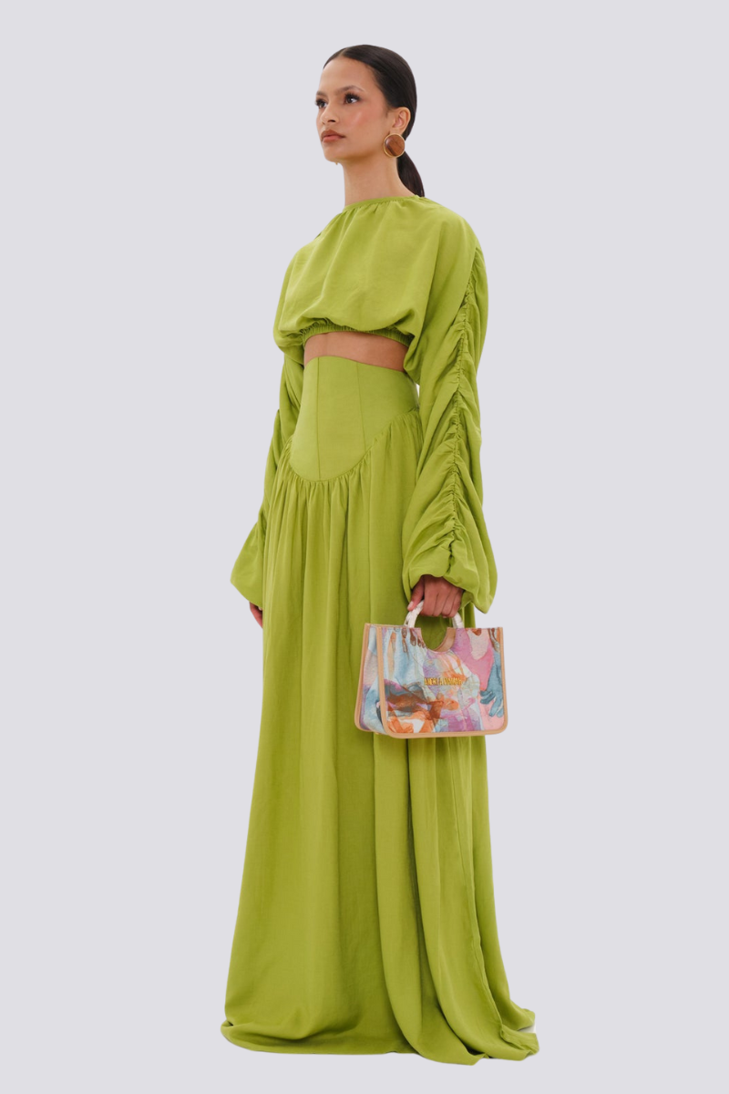 Adalicia Long Sleeve Ruched  Skirt Set-CALLISTARI