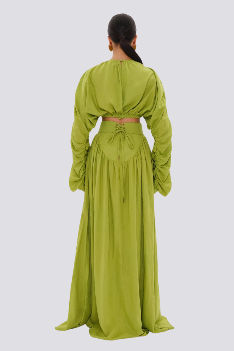 Adalicia Long Sleeve Ruched  Skirt Set-CALLISTARI