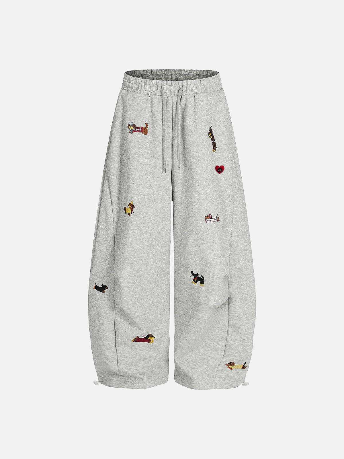 Embroidery Puppy Baaggy Barrel Sweatpants