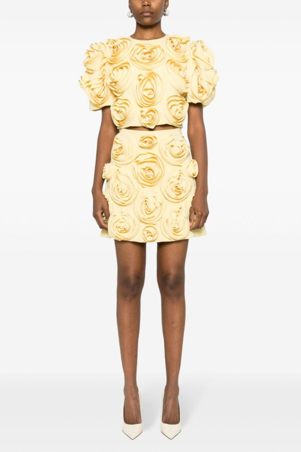 Aelis Puff Shoulder Floral Skirt Set-ROVOLE