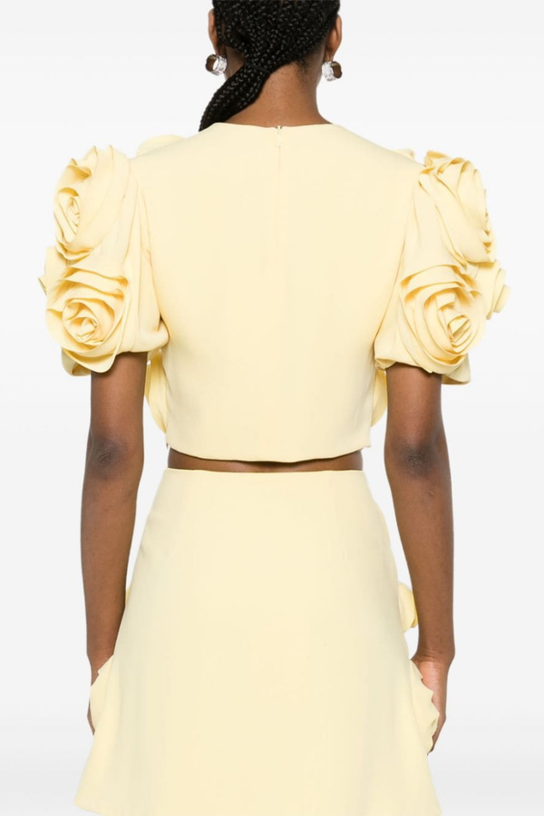 Aelis Puff Shoulder Floral Skirt Set-ROVOLE