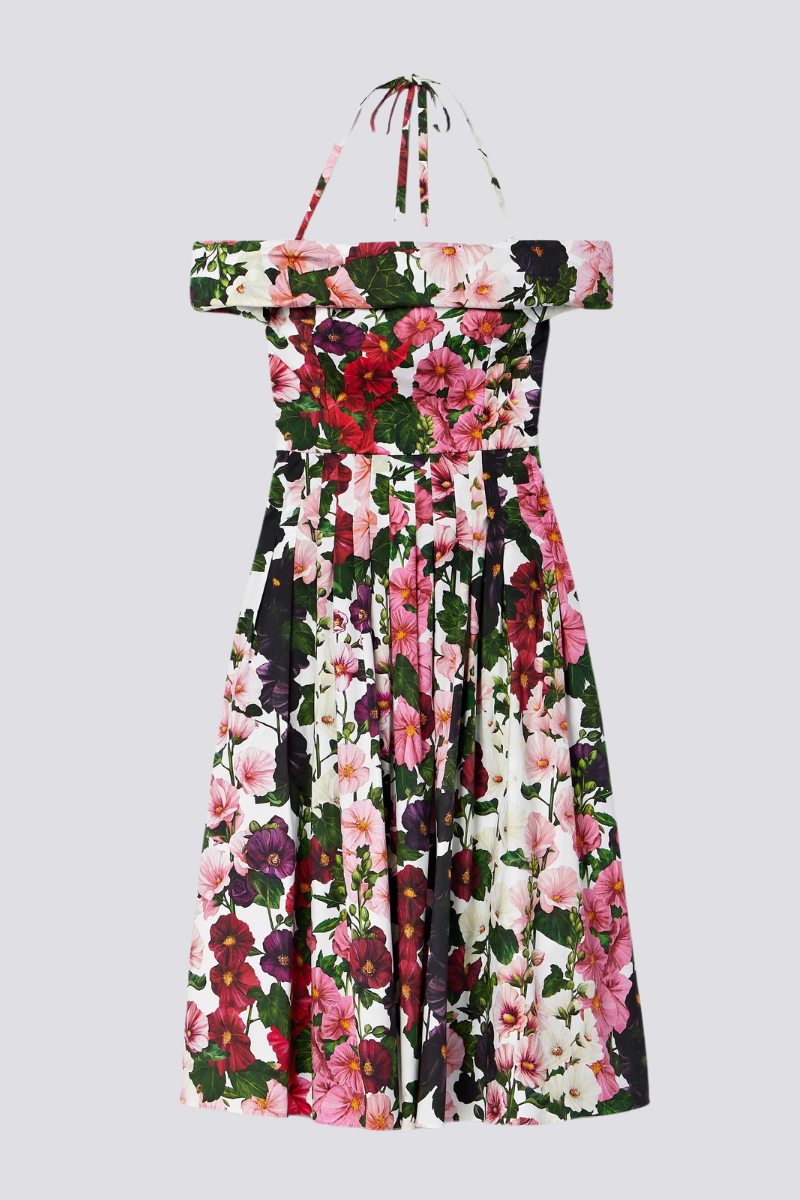 Alianora Off Shoulder Floral Midi Dress-ROVOLE