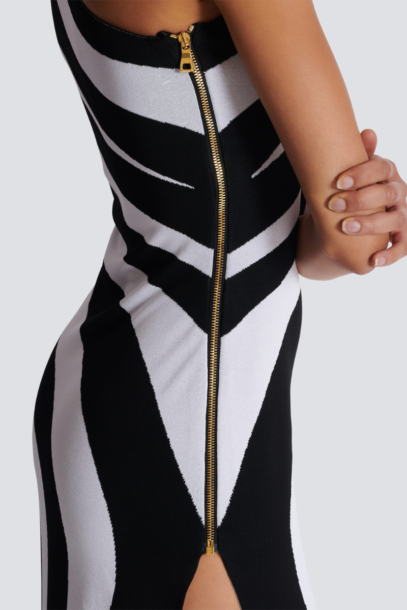 Alizea One Shoulder Slit Asymmetrical Striped Maxi Dress-ROVOLE