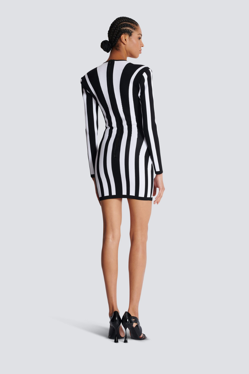 Allison Long Sleeve Striped Knit Mini Dress-ROVOLE