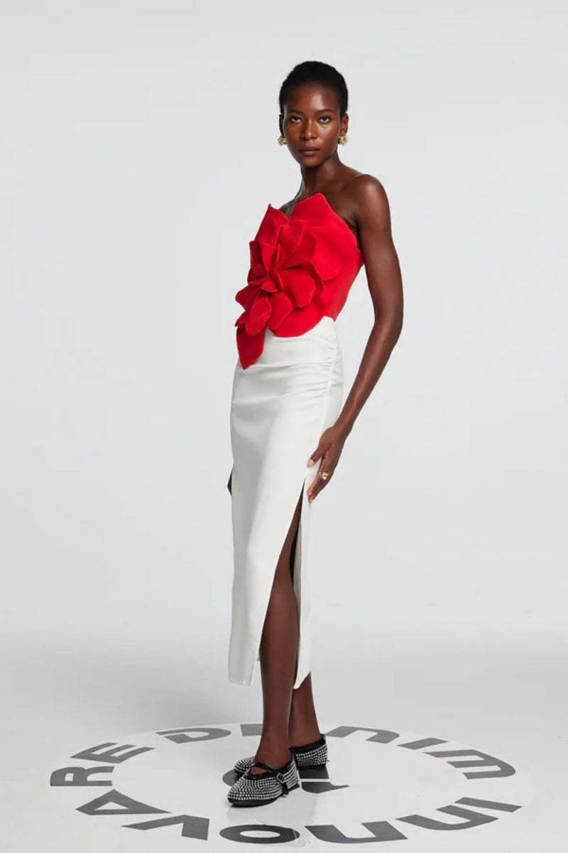 Scarlet Bloom Sculpted Top-ROVOLE