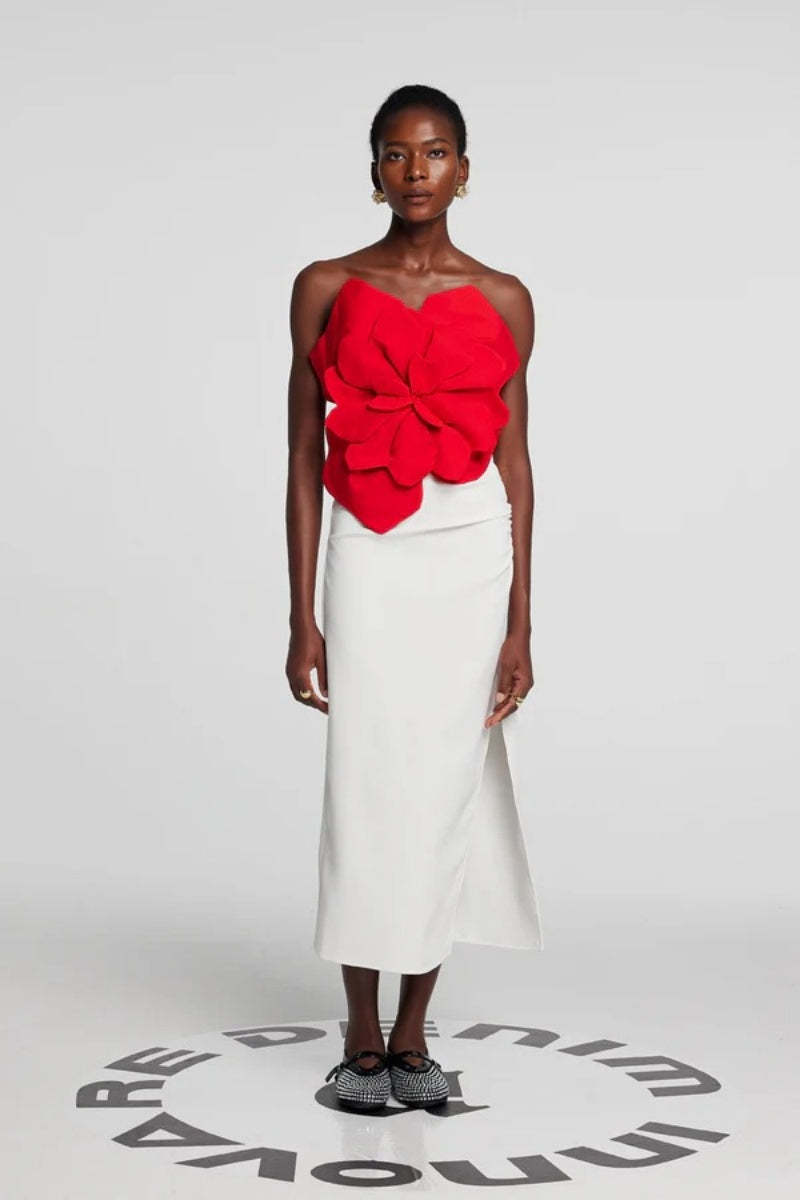 Scarlet Bloom Sculpted Top-ROVOLE