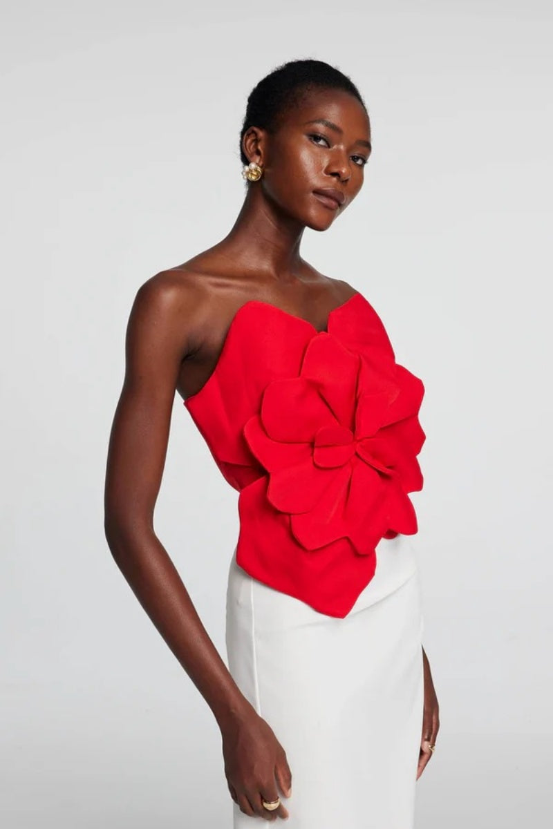 Scarlet Bloom Sculpted Top-ROVOLE